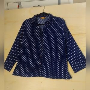 Notations Navy Blue Polka Dot Blouse #C